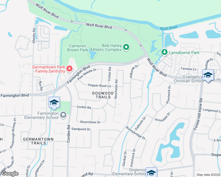 map of restaurants, bars, coffee shops, grocery stores, and more near 1963 Newfields Road in Memphis