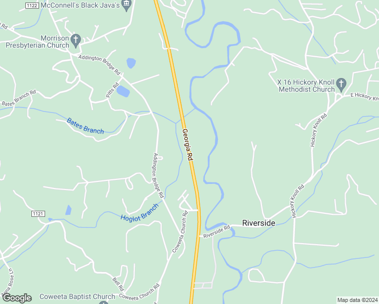 map of restaurants, bars, coffee shops, grocery stores, and more near Georgia Road in Franklin