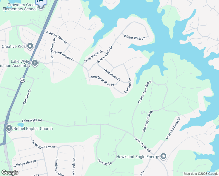 map of restaurants, bars, coffee shops, grocery stores, and more near 2143 Lantana Lane in Clover