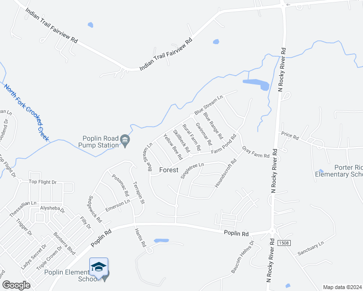 map of restaurants, bars, coffee shops, grocery stores, and more near 1009 Skillbeck Road in Indian Trail