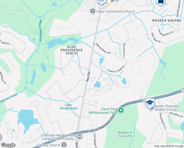 map of restaurants, bars, coffee shops, grocery stores, and more near 5108 Hunt Stand Lane in Charlotte