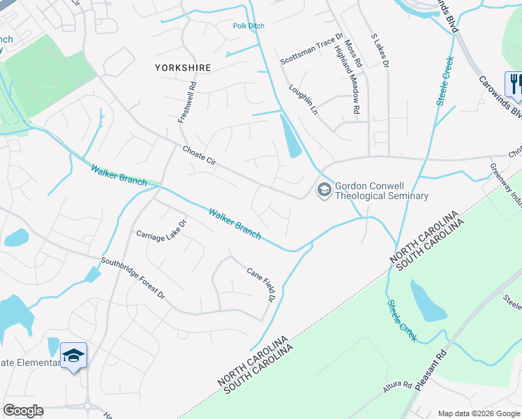 map of restaurants, bars, coffee shops, grocery stores, and more near in Charlotte