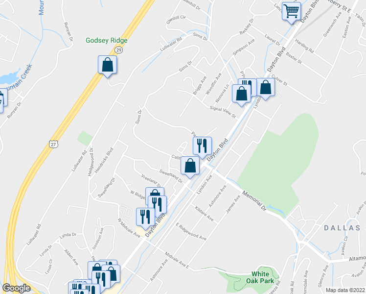 map of restaurants, bars, coffee shops, grocery stores, and more near 128 California Avenue in Red Bank