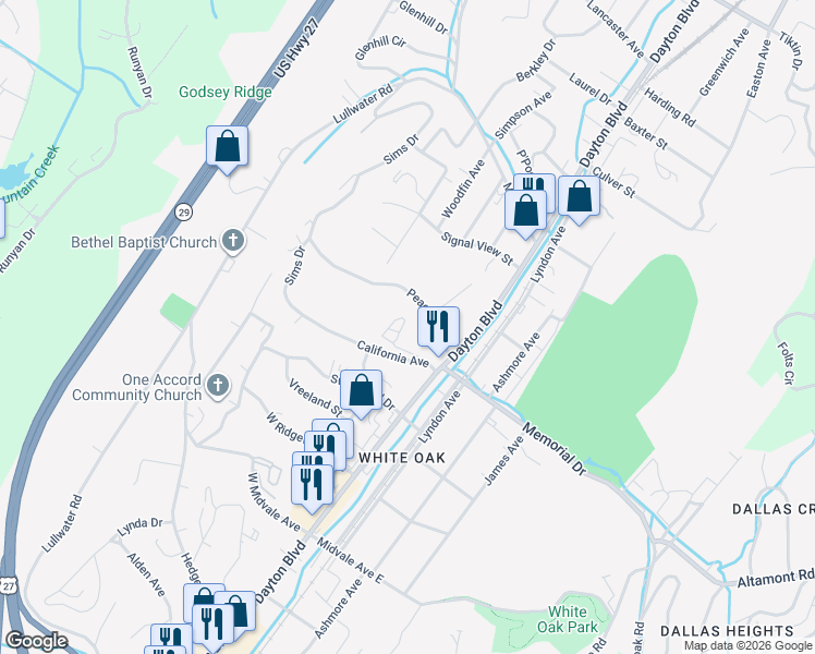 map of restaurants, bars, coffee shops, grocery stores, and more near 120 Wolfe Street in Chattanooga