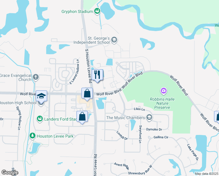 map of restaurants, bars, coffee shops, grocery stores, and more near 2039 West Almadale Court in Fisherville