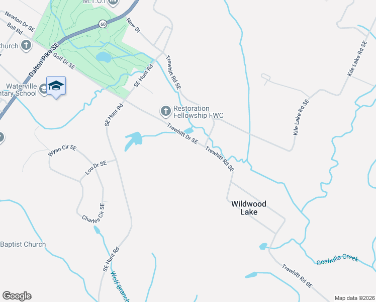 map of restaurants, bars, coffee shops, grocery stores, and more near 290 Trewhitt Dr SE in Cleveland