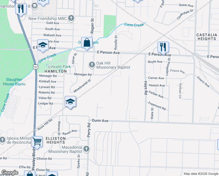 map of restaurants, bars, coffee shops, grocery stores, and more near 1827 Rozelle Street in Memphis