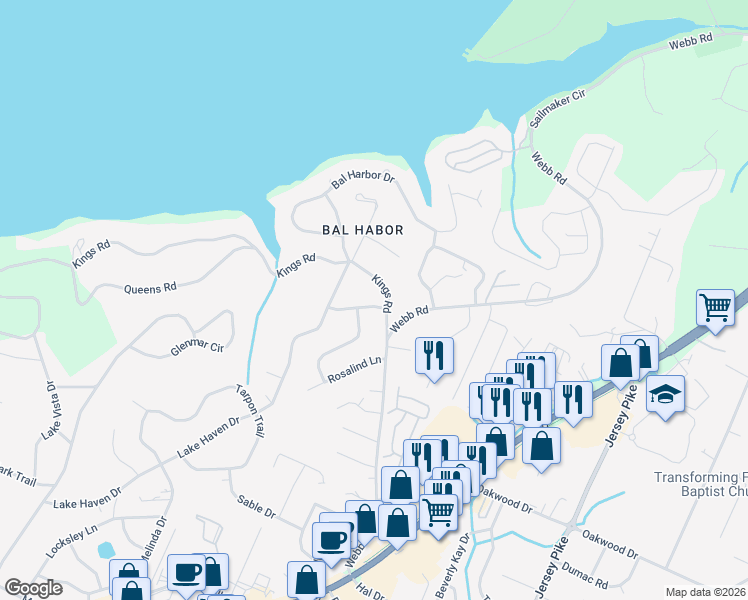 map of restaurants, bars, coffee shops, grocery stores, and more near 3946 Yorktown Road in Chattanooga