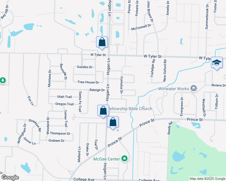 map of restaurants, bars, coffee shops, grocery stores, and more near 1120 Hogan Lane in Conway