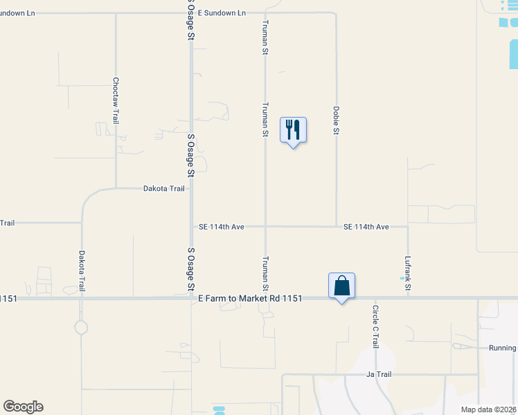 map of restaurants, bars, coffee shops, grocery stores, and more near 11250 Truman Street in Amarillo