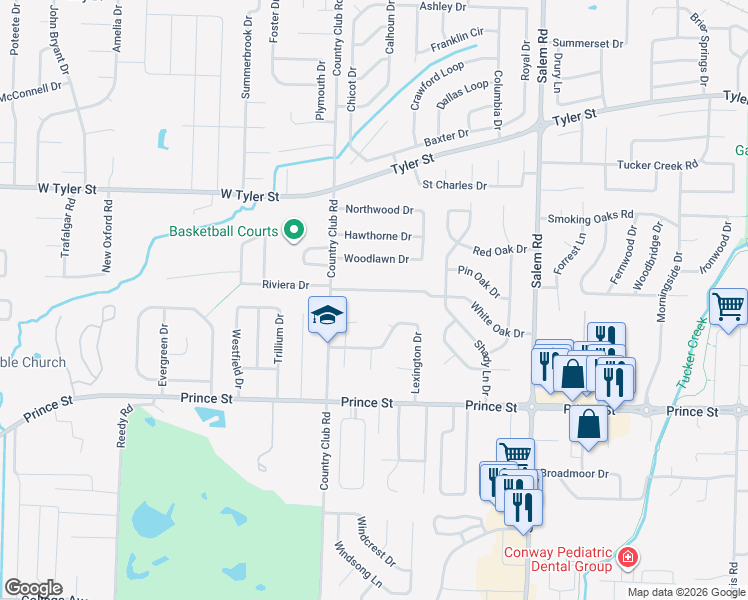 map of restaurants, bars, coffee shops, grocery stores, and more near 3 Crown Point in Conway