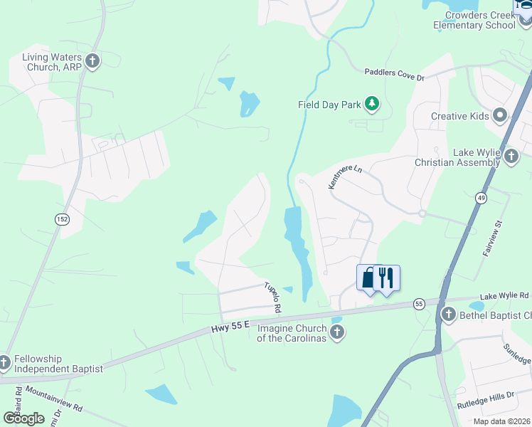 map of restaurants, bars, coffee shops, grocery stores, and more near 1196 Jack Pine Road in Clover
