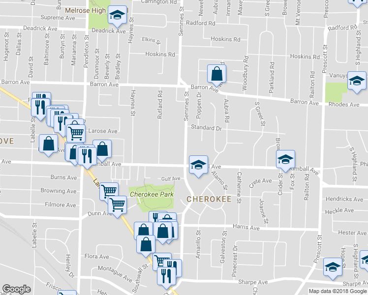 map of restaurants, bars, coffee shops, grocery stores, and more near 1279 Semmes Street in Memphis