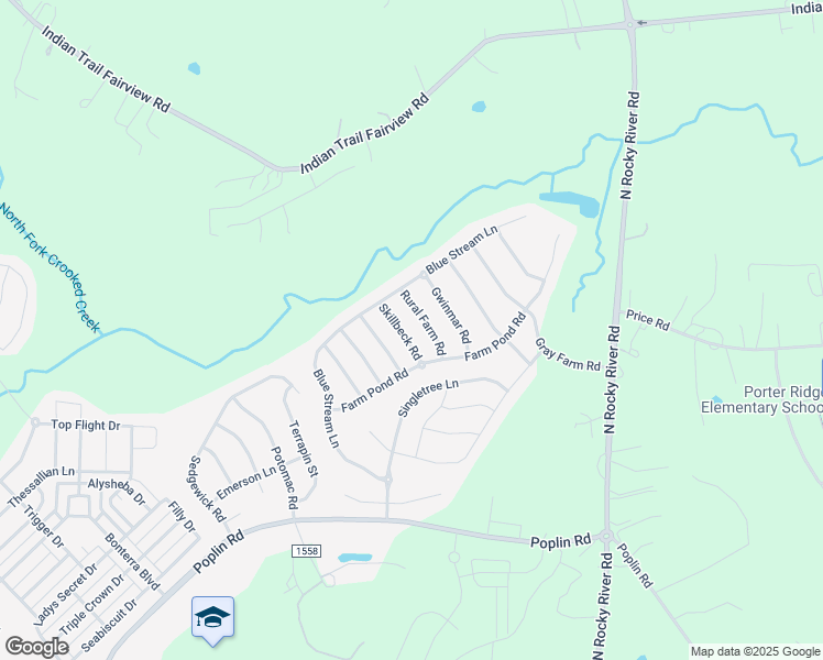 map of restaurants, bars, coffee shops, grocery stores, and more near 1012 Skillbeck Road in Indian Trail