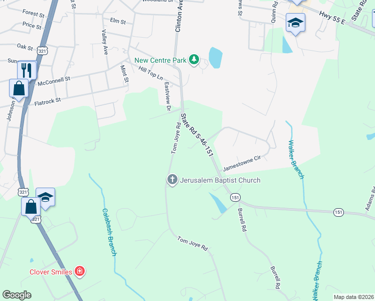 map of restaurants, bars, coffee shops, grocery stores, and more near 865 State Road S-46-151 in Clover