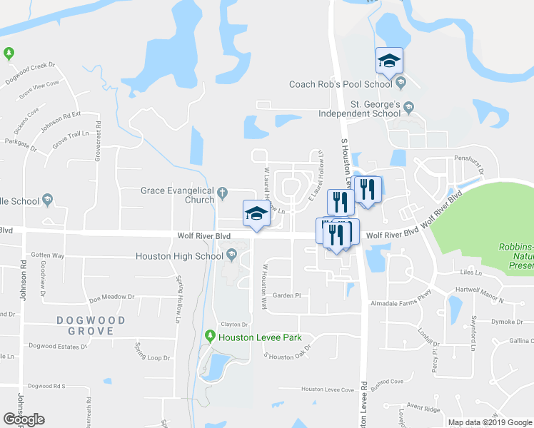 map of restaurants, bars, coffee shops, grocery stores, and more near 9800 Laurel Hollow Circle in Germantown