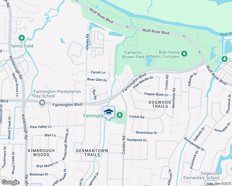 map of restaurants, bars, coffee shops, grocery stores, and more near 8532 Farmington Boulevard in Germantown