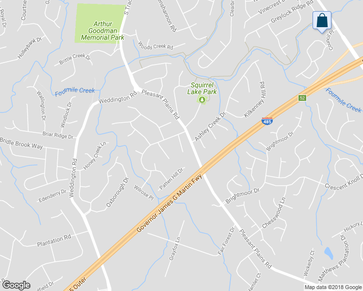 map of restaurants, bars, coffee shops, grocery stores, and more near 1700 Spring Stone Drive in Matthews
