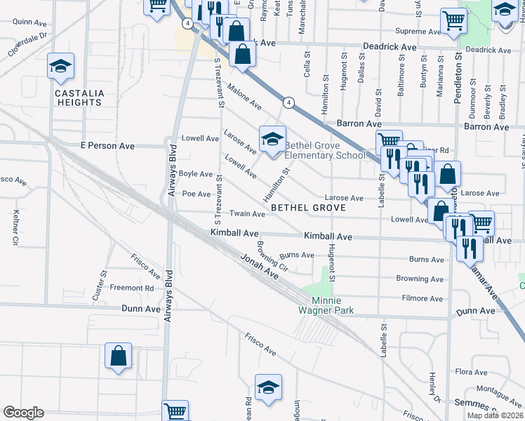 map of restaurants, bars, coffee shops, grocery stores, and more near 2434 Boyle Avenue in Memphis