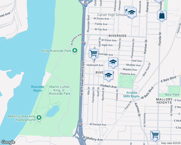 map of restaurants, bars, coffee shops, grocery stores, and more near 1854 Rile Street in Memphis