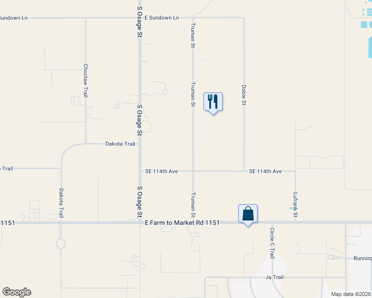 map of restaurants, bars, coffee shops, grocery stores, and more near 11250 Truman Street in Amarillo