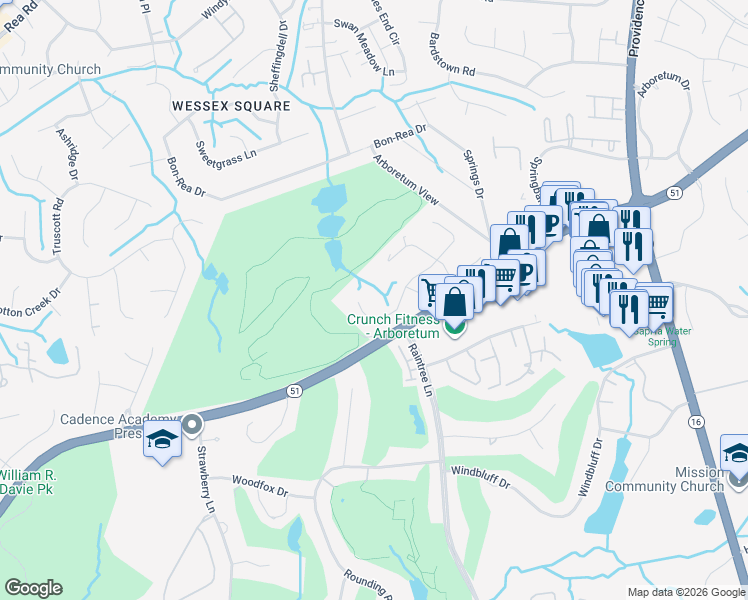 map of restaurants, bars, coffee shops, grocery stores, and more near in Charlotte