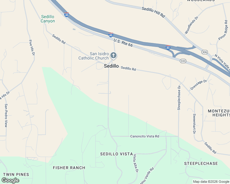 map of restaurants, bars, coffee shops, grocery stores, and more near 41 Vía Sedillo in Tijeras