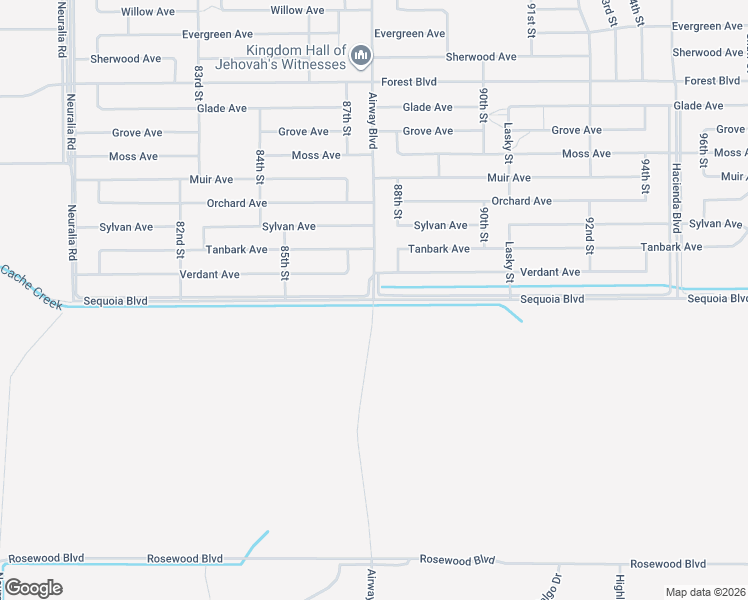 map of restaurants, bars, coffee shops, grocery stores, and more near Airway Boulevard in California City
