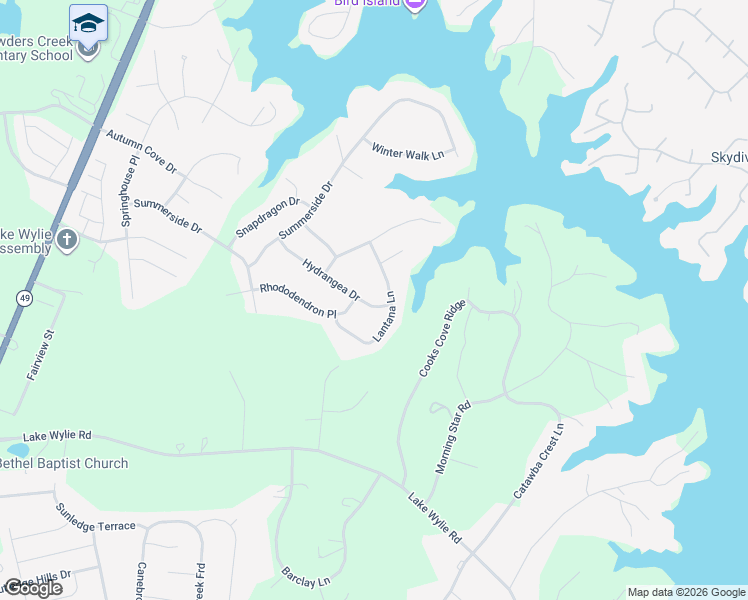 map of restaurants, bars, coffee shops, grocery stores, and more near 289 Hydrangea Drive in Clover