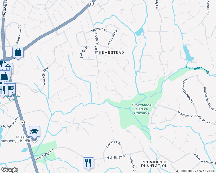 map of restaurants, bars, coffee shops, grocery stores, and more near 1933 Dugan Drive in Charlotte