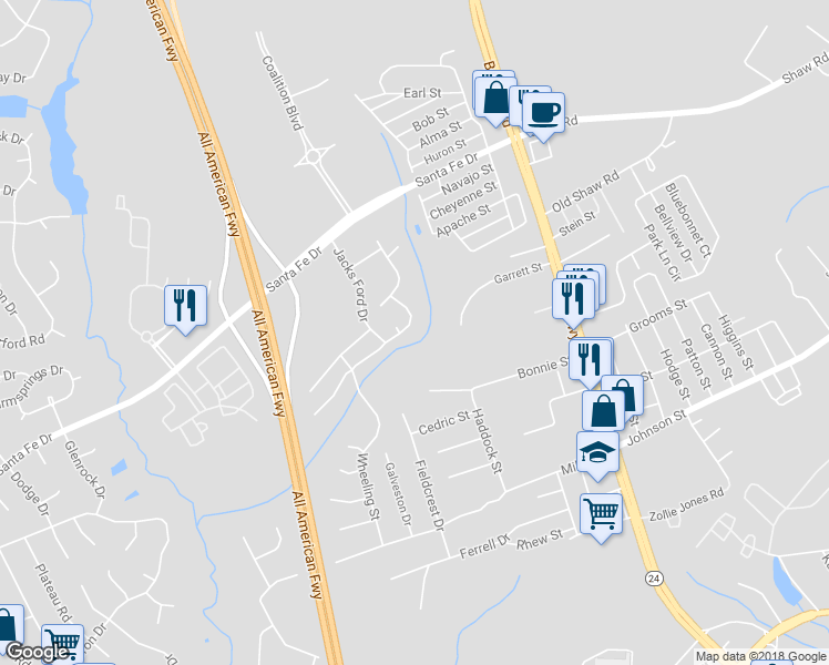 map of restaurants, bars, coffee shops, grocery stores, and more near 5074 Summer Ridge Road in Fayetteville