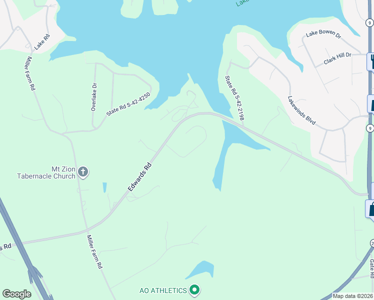 map of restaurants, bars, coffee shops, grocery stores, and more near 135 Roundstone Drive in Inman