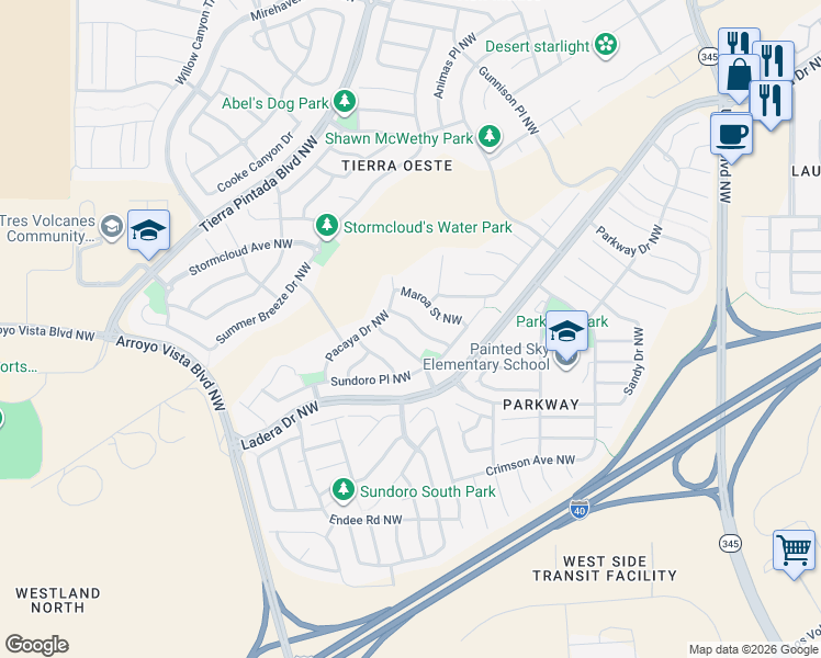 map of restaurants, bars, coffee shops, grocery stores, and more near 1028 Kiska Street Northwest in Albuquerque