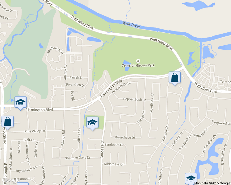 map of restaurants, bars, coffee shops, grocery stores, and more near 8612 Pepper Bush Ln in Memphis