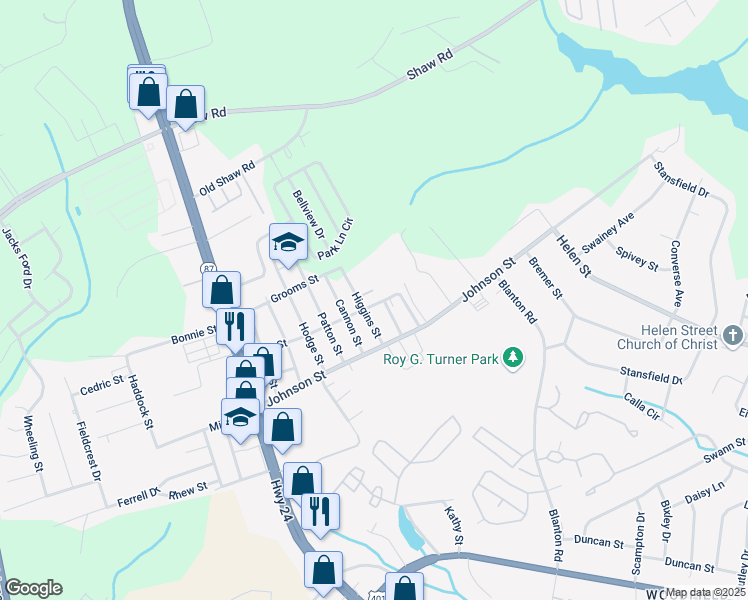 map of restaurants, bars, coffee shops, grocery stores, and more near 413-415 Andy Street in Fayetteville