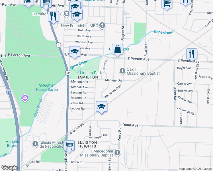 map of restaurants, bars, coffee shops, grocery stores, and more near 1771 Westmore Street in Memphis