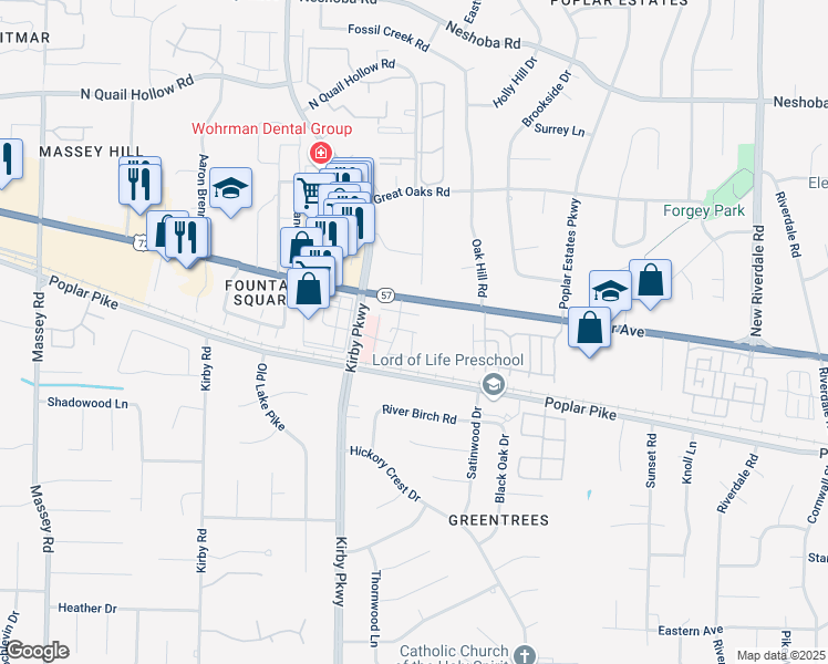 map of restaurants, bars, coffee shops, grocery stores, and more near Walworth Court in Germantown