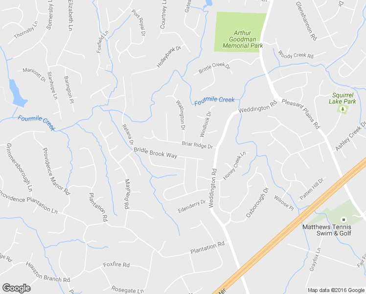 map of restaurants, bars, coffee shops, grocery stores, and more near 2727 Briar Ridge Drive in Charlotte