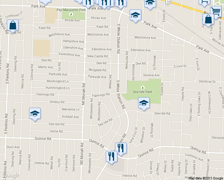 map of restaurants, bars, coffee shops, grocery stores, and more near 1272 Wilbec Rd in Memphis