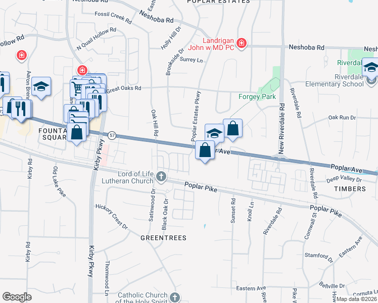 map of restaurants, bars, coffee shops, grocery stores, and more near 6834 Old Bridge Lane in Germantown