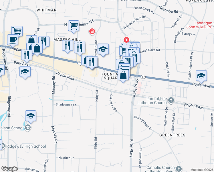map of restaurants, bars, coffee shops, grocery stores, and more near 1888 Poplar Woods Circle East in Germantown