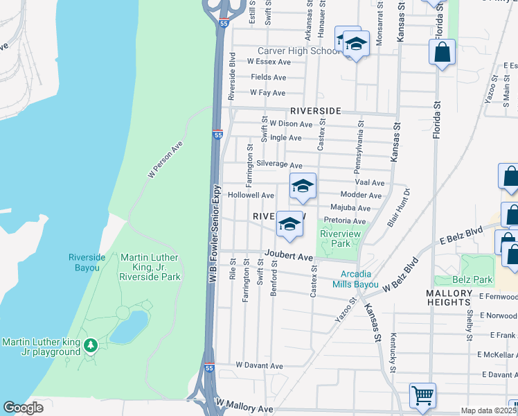 map of restaurants, bars, coffee shops, grocery stores, and more near 1853 Swift Street in Memphis