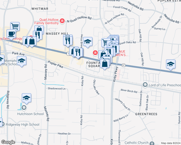 map of restaurants, bars, coffee shops, grocery stores, and more near 1888 Poplar Woods Circle East in Germantown