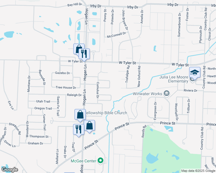 map of restaurants, bars, coffee shops, grocery stores, and more near 1225 Stratus Drive in Conway