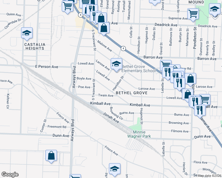 map of restaurants, bars, coffee shops, grocery stores, and more near 2434 Boyle Avenue in Memphis