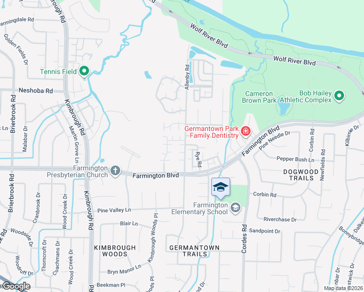 map of restaurants, bars, coffee shops, grocery stores, and more near 1897 Allenby Road in Memphis