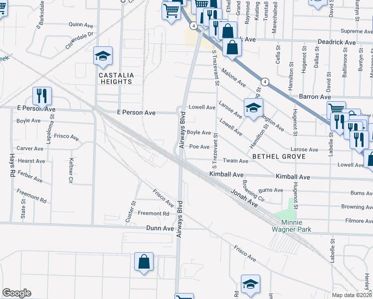 map of restaurants, bars, coffee shops, grocery stores, and more near 2301 Poe Avenue in Memphis
