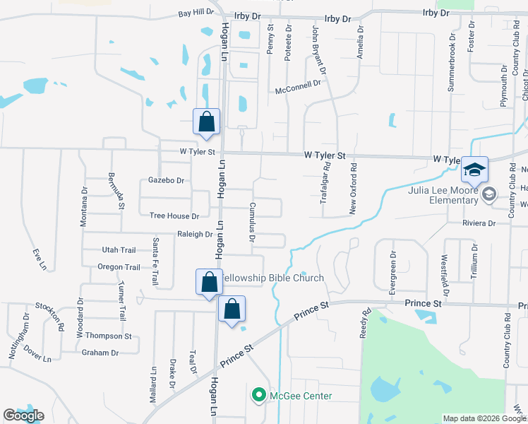 map of restaurants, bars, coffee shops, grocery stores, and more near 1225 Stratus Drive in Conway