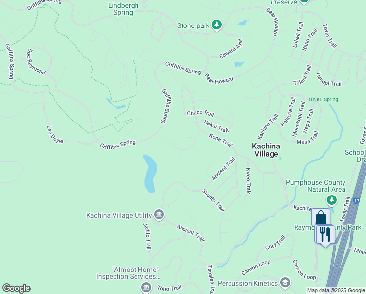 map of restaurants, bars, coffee shops, grocery stores, and more near 2847 Kletha Trail in Flagstaff