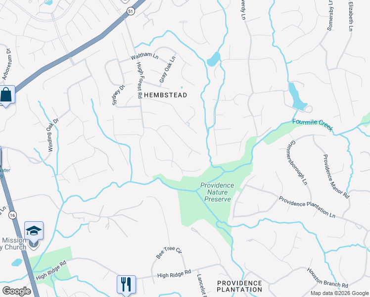 map of restaurants, bars, coffee shops, grocery stores, and more near 1009 Laurel Park Lane in Charlotte